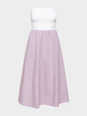 Aritzia Babaton White Strapless Bodice with Lavender Midi Fluid Poplin Dress
